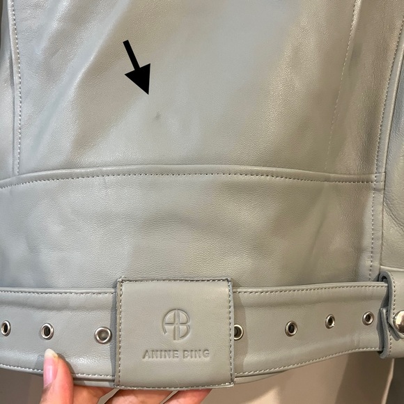 Anine Bing Benjamin Moto Leather Jacket in Dusty Mint Size XS NEW with tags! - Picture 9 of 11